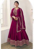 Festive Dark Pink Sequin Embroidered Silk Anarkali Set Online Shopping