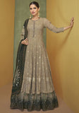 Festive Beige Embroidered Georgette Anarkali Set Online Shopping