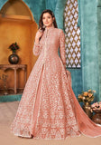 Festive Peach Embroidered Net Anarkali Kurta Set Online Shopping