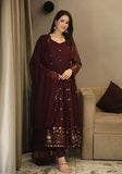 Festive Wine Embroidered Georgette Anarkali Set Online Shopping