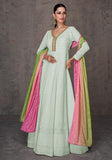 Festive Mint Green Sequin Embroidered Faux Georgette Anarkali Set Online Shopping