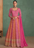 Festive Pink Thread Sequin Embroidered Georgette Anarkali Kurta Set Online Shopping