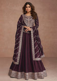 Festive Burgundy Embroidered Silk Anarkali Kurta With Dupatta Online Shopping