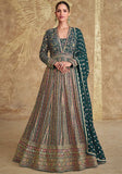 Festive Green Thread Sequin Embroidered Georgette Anarkali Set Online Shopping