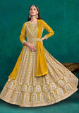 Festive Yellow Embroidered Faux Georgette Anarkali Kurta Set Online Shopping