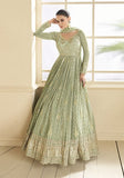 Festive Mehendi Embroidered Viscose Anarkali Kurta Set Online Shopping