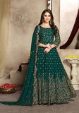 Festive Teal Embroidered Faux Georgette Anarkali Kurta Set Online Shopping