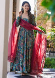 Festive Multicolor Digital Print Muslin Anarkali Set Online Shopping