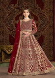 Festive Maroon Embroidered Net Anarkali Set Online Shopping