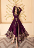 Festive Purple Zari Embroidered Georgette Anarkali Set Online Shopping