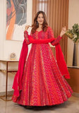 Festive Red Printed Georgette Anarkali Set Online Shopping