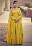 Festive Yellow Embroidered Georgette Anarkali Set Online Shopping