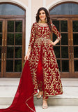 Festive Red Embroidered Butterfly Net Anarkali Set Online Shopping