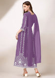 Festive Purple Chikankari Embroidered Georgette Anarkali Kurta With Dupatta Online Shopping