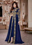 Festive Blue Zari Embroidered Georgette Kurta Set Online Shopping