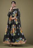 Festive Black Zari Sequin Embroidered Fox Georgette Anarkali Set Online Shopping