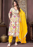 Festive Multicolor Hand Embroidered Rayon Anarkali Set Online Shopping