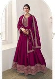 Festive Pink Zari Embroidered Georgette Kurta Set Online Shopping