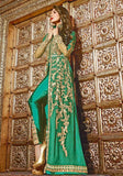 Festive Green Zari Sequin Embroidered Georgette Kurta Set Online Shopping