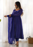 Festive Royal Blue Printed Faux Georgette Anarkali Set Online Shopping