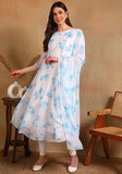 Festive Blue Solid Georgette Anarkali Kurta With Dupatta Online Shopping