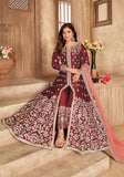 Festive Maroon Embroidered Pure Art Silk Anarkali Kurta Set Online Shopping