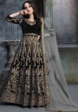 Festive Black Embroidered Velvet Kurta Set Online Shopping