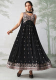 Festive Black Thread Embroidered Georgette Anarkali Set Online Shopping