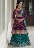 Festive Purple Sequin Thread Embroidered Georgette Anarkali Set Online Shopping