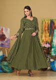 Festive Green Embroidered Georgette Kurta Set Online Shopping