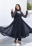 Festive Black Printed Georgette Anarkali Set Online Shopping