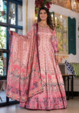 Festive Peach Digital Print Dola Silk Anarkali Set Online Shopping