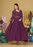 Festive Purple Embroidered Georgette Kurta Set Online Shopping