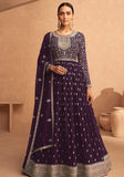 Festive Purple Sequin Embroidered Faux Georgette Anarkali Set Online Shopping