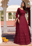 Festive Purple Sequin Embroidered Georgette Anarkali Set Online Shopping