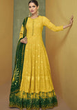 Festive Yellow Sequin Embroidered Faux Georgette Anarkali Set Online Shopping