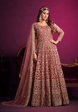 Festive Peach Embroidered Net Anarkali Kurta Set Online Shopping