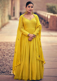 Festive Yellow Sequin Embroidered Georgette Anarkali Set Online Shopping