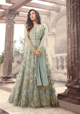 Festive Grey Thread Embroidered Net Anarkali Set Online Shopping