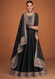 Festive Black Sequin Embroidered Silk Anarkali Set Online Shopping