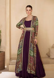 Festive Wine Printed Georgette Anarkali Set Online Shopping