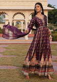 Festive Purple Foil Work Satin Anarkali Set Online Shopping