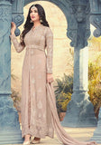 Festive Beige Zari Embroidered Georgette Kurta Set Online Shopping