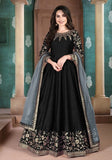 Festive Black Embroidered Silk Anarkali Kurta Set Online Shopping