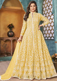 Festive Yellow Embroidered Net Anarkali Set Online Shopping