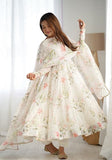 Festive Off White Printed Soft Organza Silk Anarkali Set Online Shopping