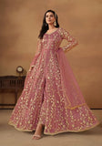 Festive Pink Embroidered Net Anarkali Kurta Set Online Shopping