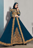 Festive Teal Embroidered Georgette Anarkali Kurta Set Online Shopping