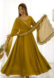 Festive Mustard Yellow Embroidered Silk Anarkali Set Online Shopping