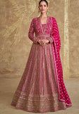 Festive Pink Embroidered Georgette Anarkali Set Online Shopping